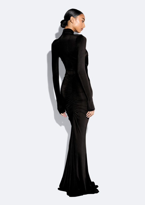 Sally Lapointe Jersey Halter Ruched Gown
