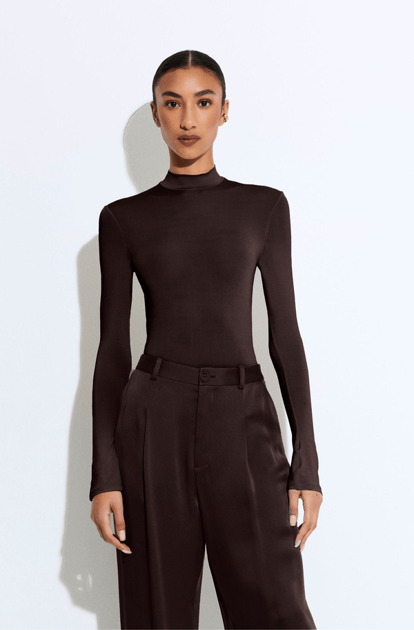 Sally Lapointe Jersey Mock Neck Bodysuit