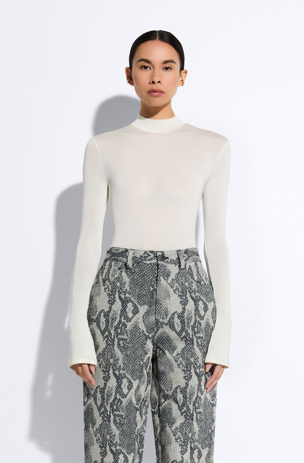 sally lapointe Jersey Mock Neck Bodysuit