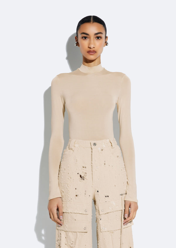 sally lapointe Jersey Mock Neck Bodysuit