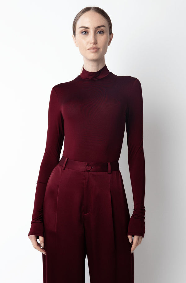 sally lapointe Jersey Mock Neck Bodysuit