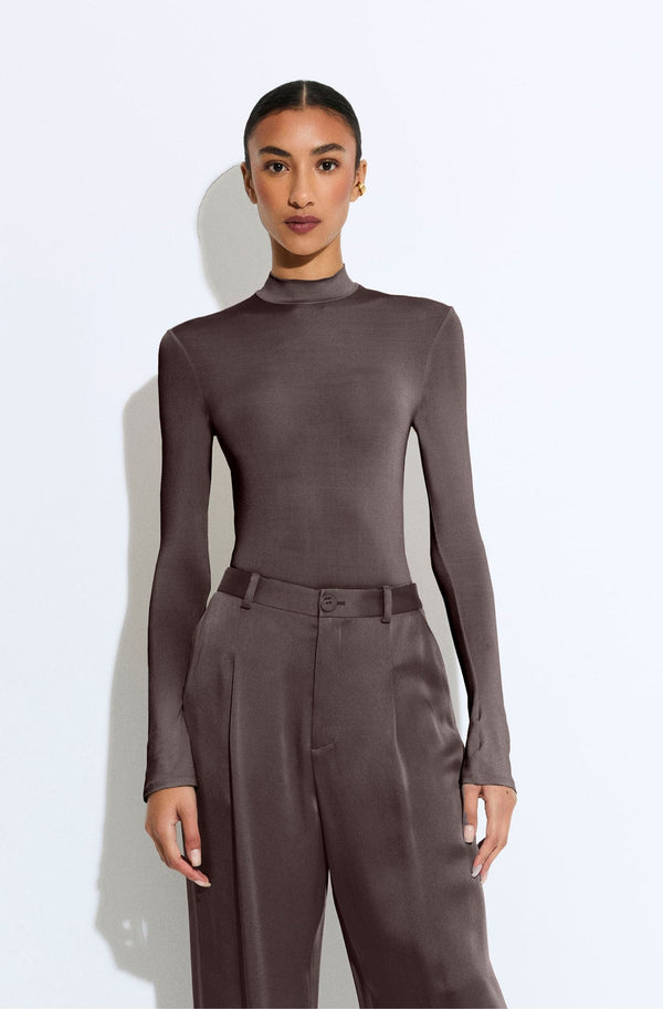 sally lapointe Jersey Mock Neck Bodysuit