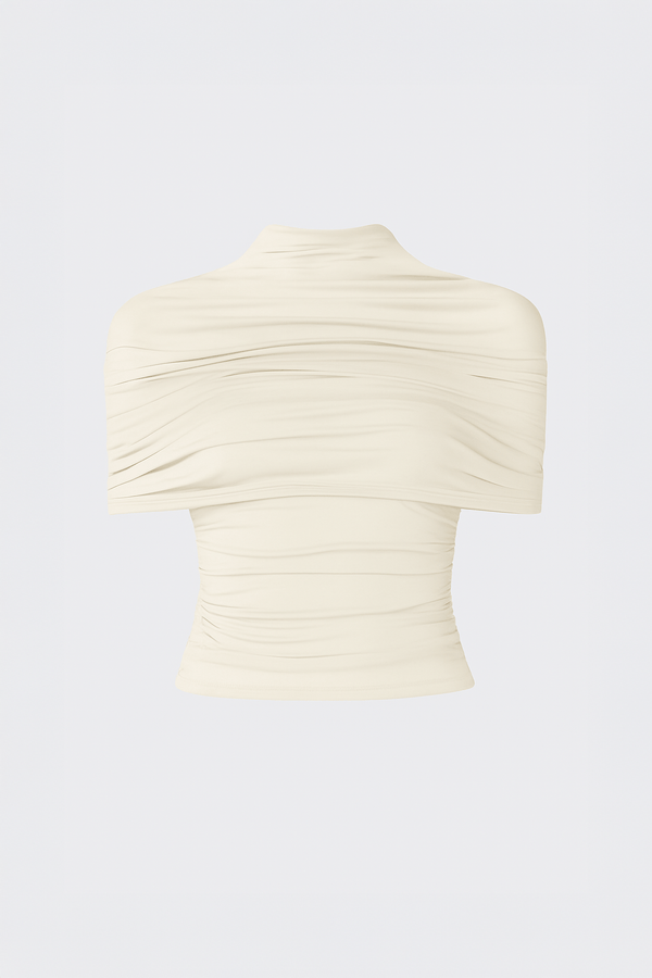 sally lapointe Jersey Mock Neck Ruched Top