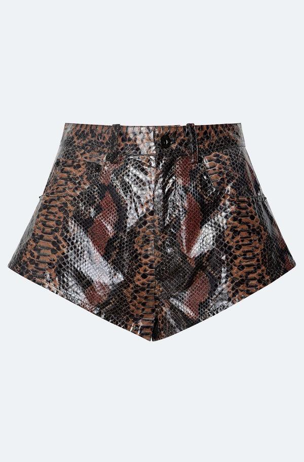 Sally Lapointe Laminated Snake Mini Short