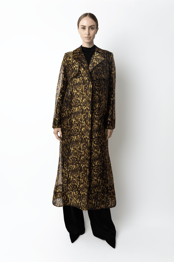 Sally Lapointe Leopard Organza Sheer Duster