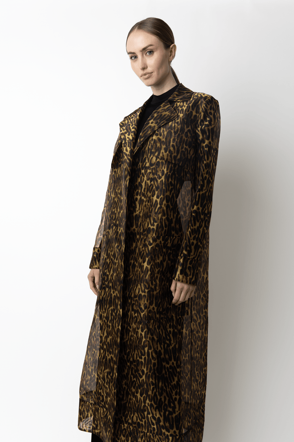 Sally Lapointe Leopard Organza Sheer Duster
