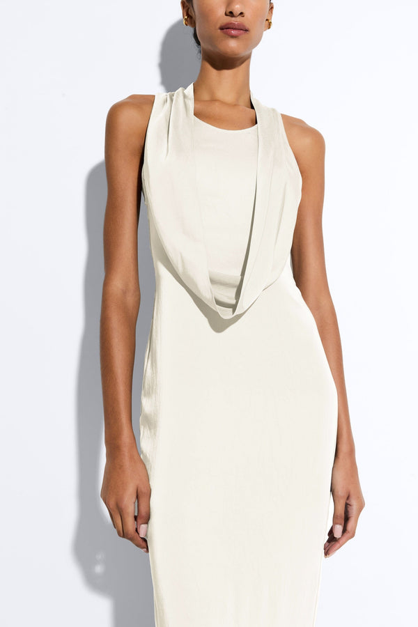 Sally Lapointe Lightweight Satin Cowl Neck Gown