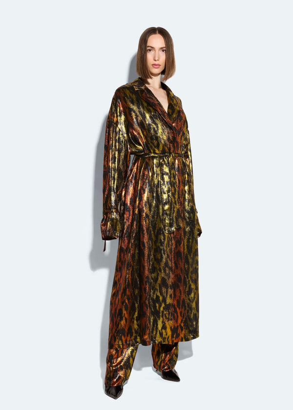 Sally Lapointe Lurex Leopard Trench Coat