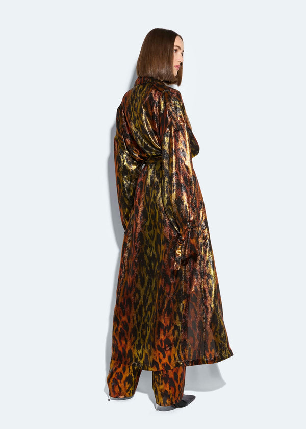 Sally Lapointe Lurex Leopard Trench Coat