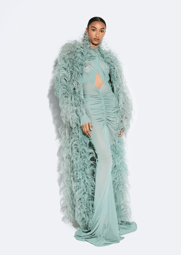 sally lapointe Marbled Feathers Coat
