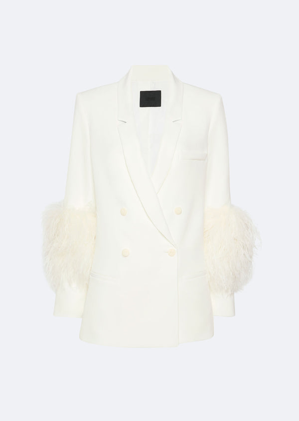Sally Lapointe Matte Crepe Blazer With Feathers
