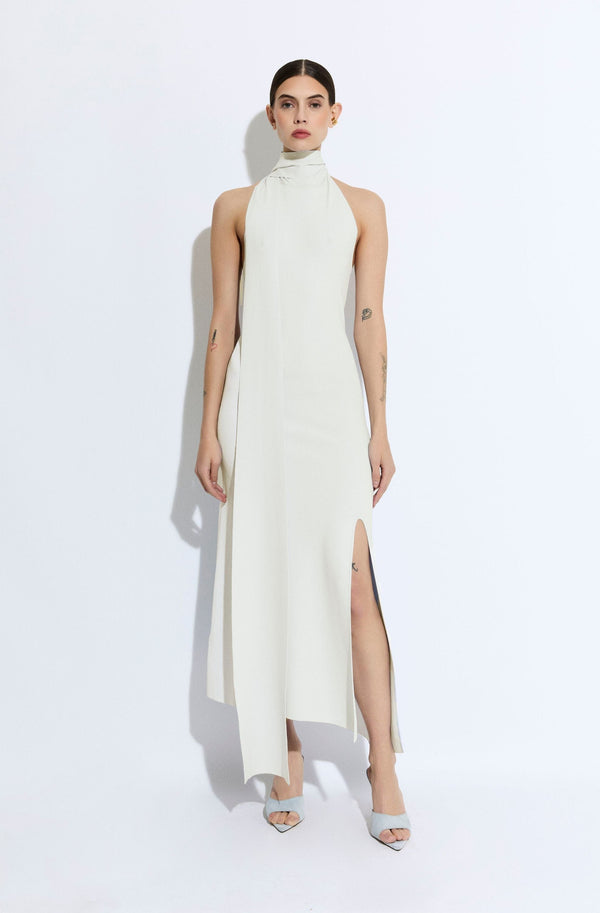 Sally Lapointe Matte Viscose Halterneck Dress