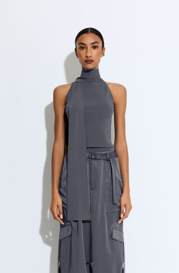 sally lapointe Matte Viscose Halterneck Top