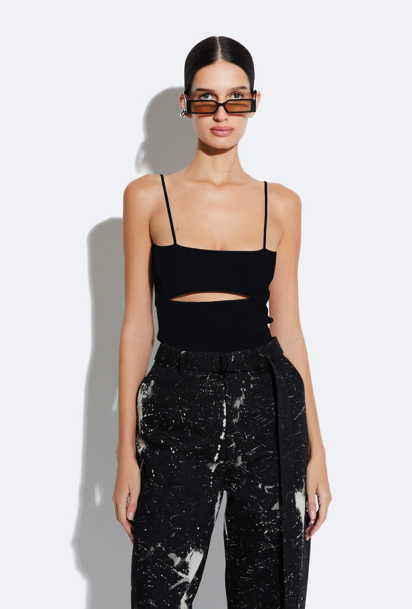 sally lapointe Matte Viscose Slit Tank