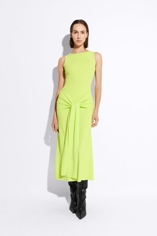 Sally Lapointe Matte Viscose Waist Tie Dress