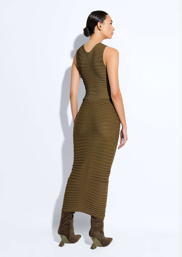 Sally Lapointe Matte Viscose Wide Ribbed Skirt