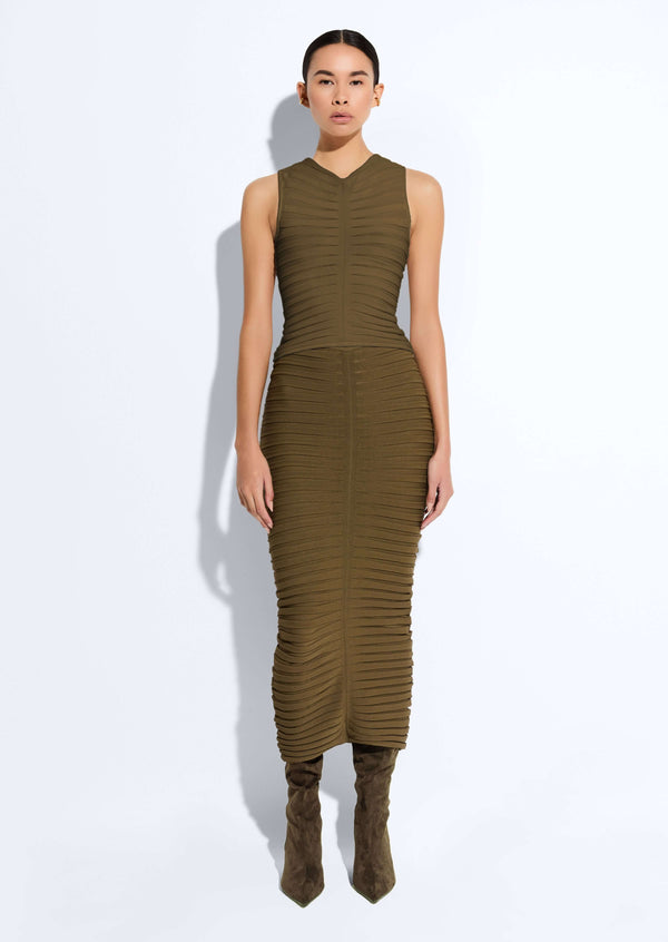 sally lapointe Matte Viscose Wide Ribbed Skirt