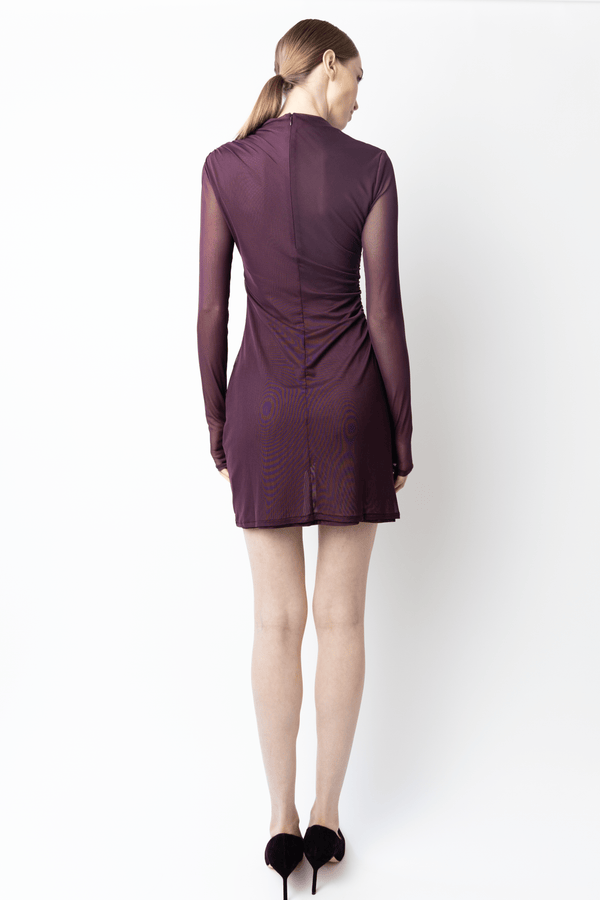 Sally Lapointe Mesh Draped Mini Dress