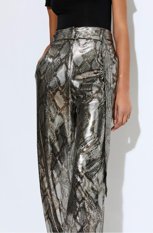 Sally Lapointe Metal Snake Belted Pant