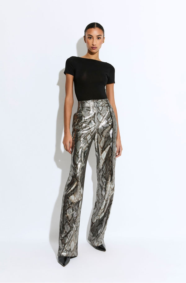 sally lapointe Metal Snake Belted Pant