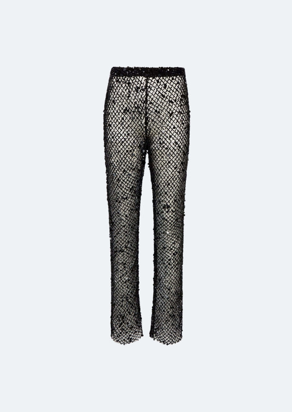 Sally Lapointe Net Mesh Sequin Flare Pant