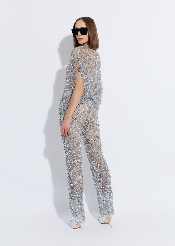 Sally Lapointe Net Mesh Sequin Flare Pant