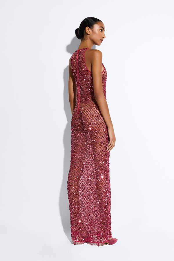 Sally Lapointe Net Mesh Sequin Tank Gown