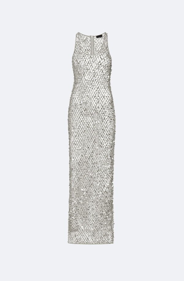 sally lapointe Net Mesh Sequin Tank Gown