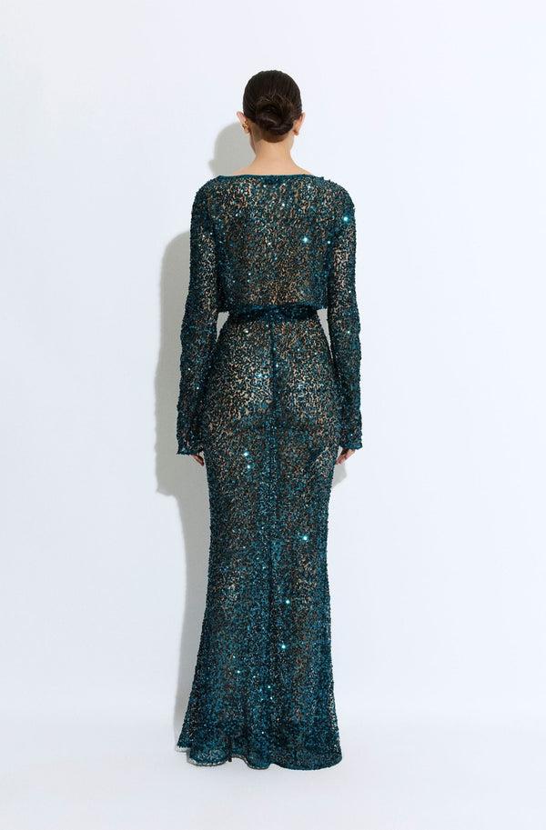 Sally Lapointe Net Paillette Maxi Skirt