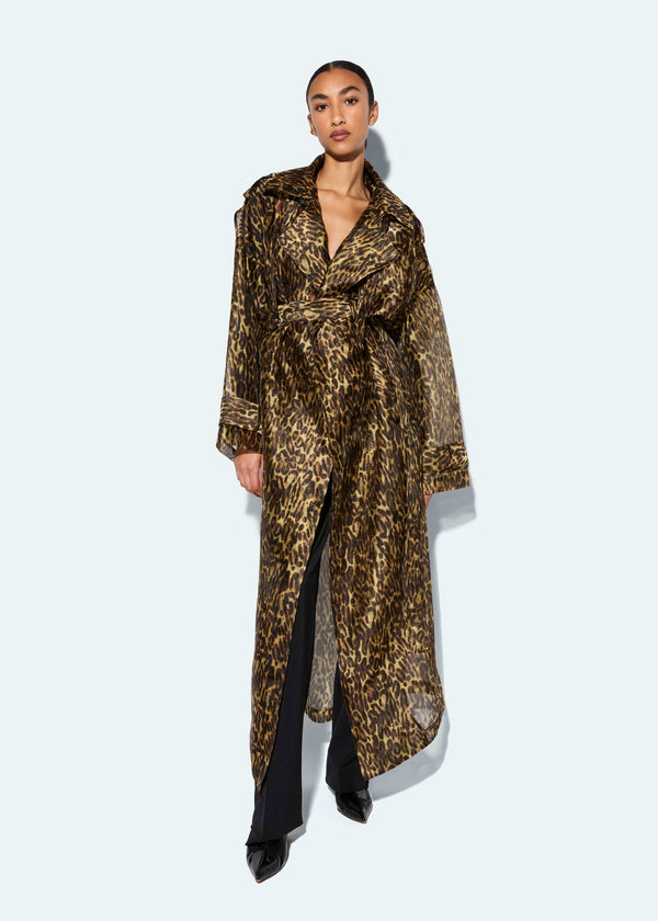 Sally Lapointe Organza Leopard Trench