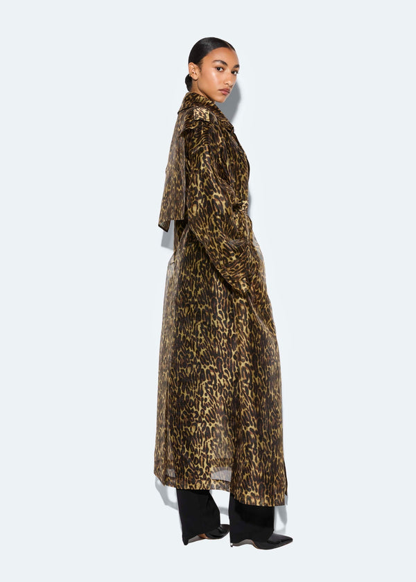 Sally Lapointe Organza Leopard Trench