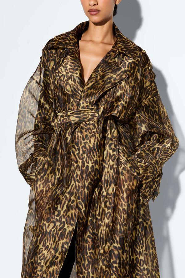 Sally Lapointe Organza Leopard Trench