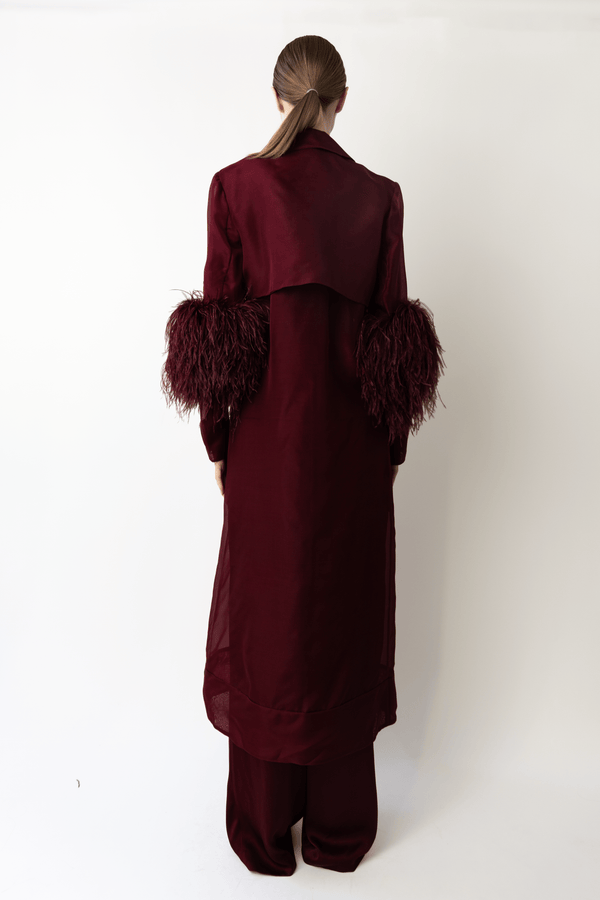 Sally Lapointe Organza Sheer Duster With Feathers