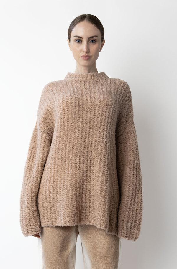 sally lapointe Plush Boucle Oversized Crew Neck