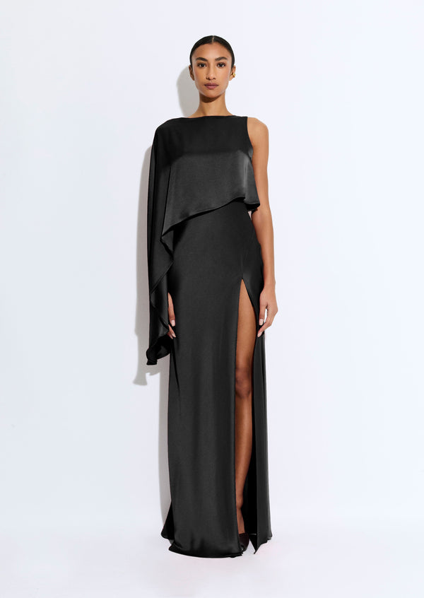 Sally Lapointe Satin Asymmetric Draped Gown