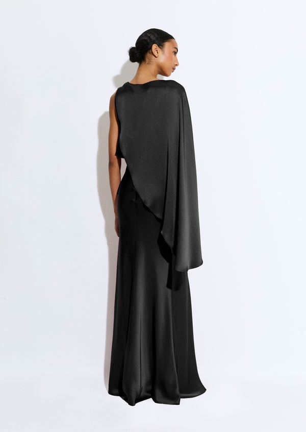 Sally Lapointe Satin Asymmetric Draped Gown