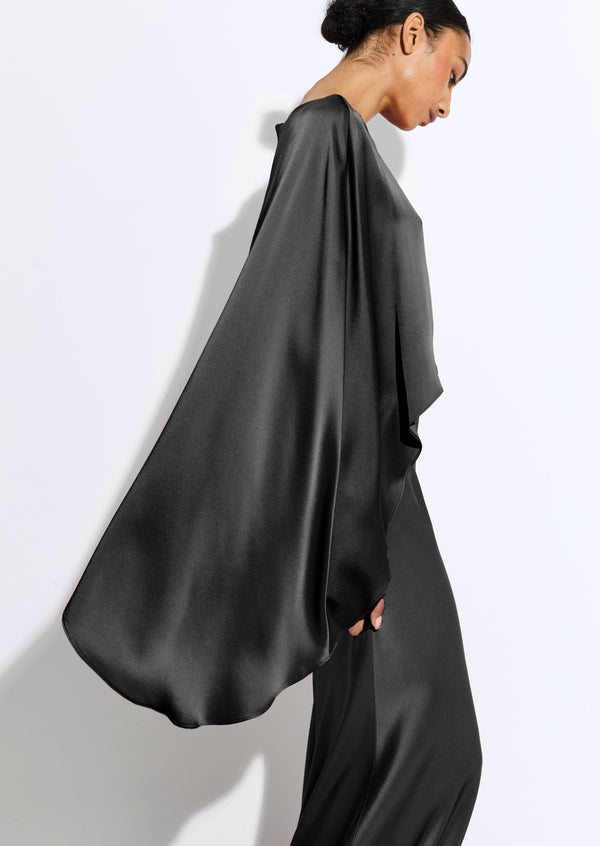Sally Lapointe Satin Asymmetric Draped Gown
