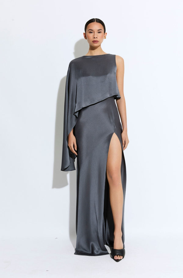 Sally Lapointe Satin Asymmetric Draped Gown