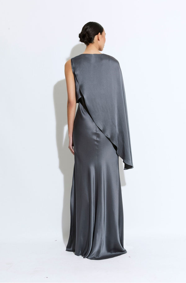 Sally Lapointe Satin Asymmetric Draped Gown