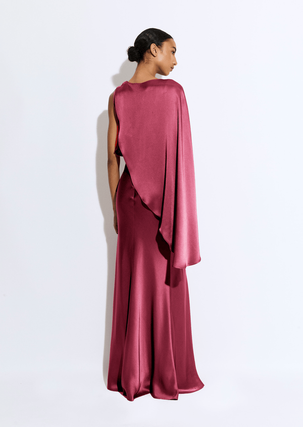 Sally Lapointe Satin Asymmetric Draped Gown