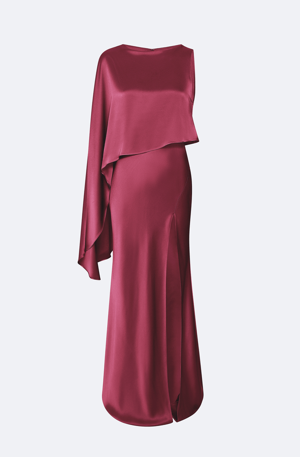 Sally Lapointe Satin Asymmetric Draped Gown