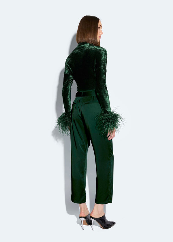 Sally Lapointe Satin Belted Cropped Pant