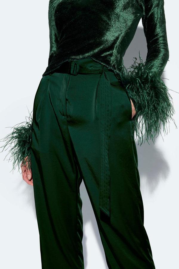 Sally Lapointe Satin Belted Cropped Pant