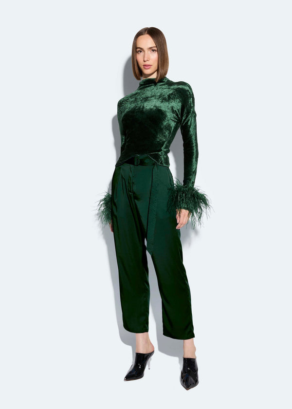 sally lapointe Satin Belted Cropped Pant