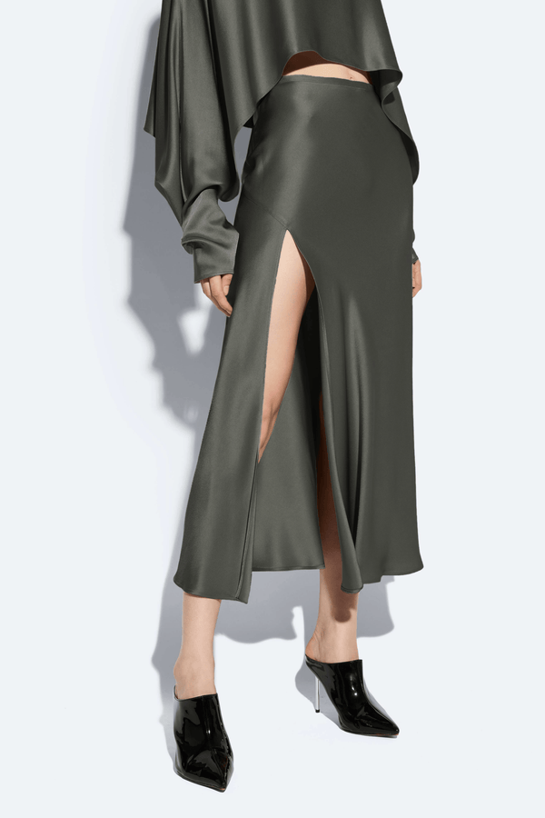 Sally Lapointe Satin Bias Midi Skirt