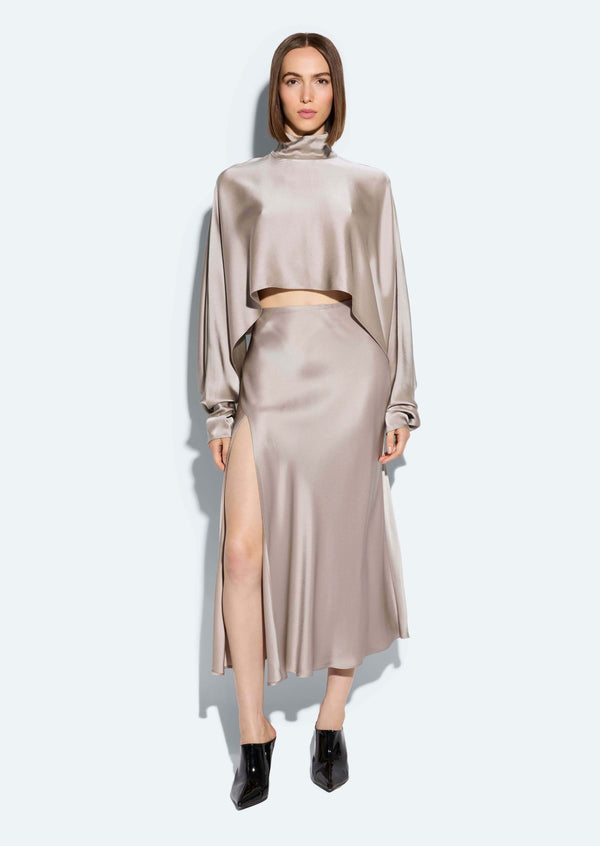 Sally Lapointe Satin Bias Midi Skirt