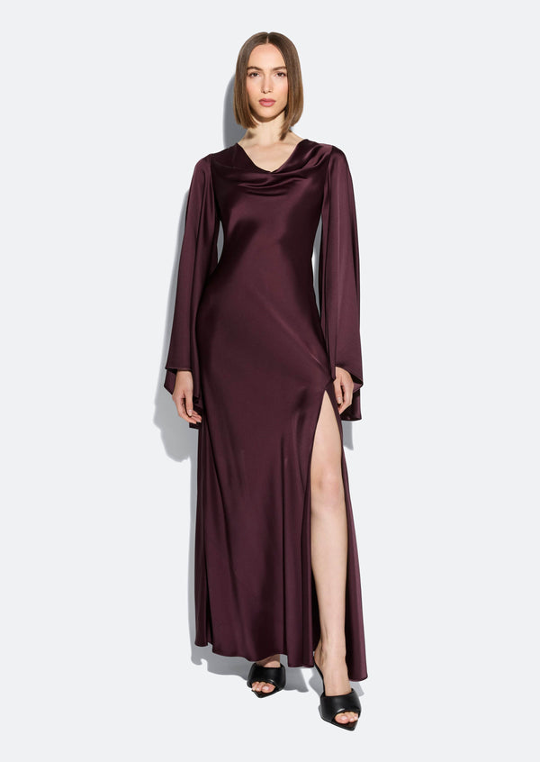 Sally Lapointe Satin Cowl Neck Gown