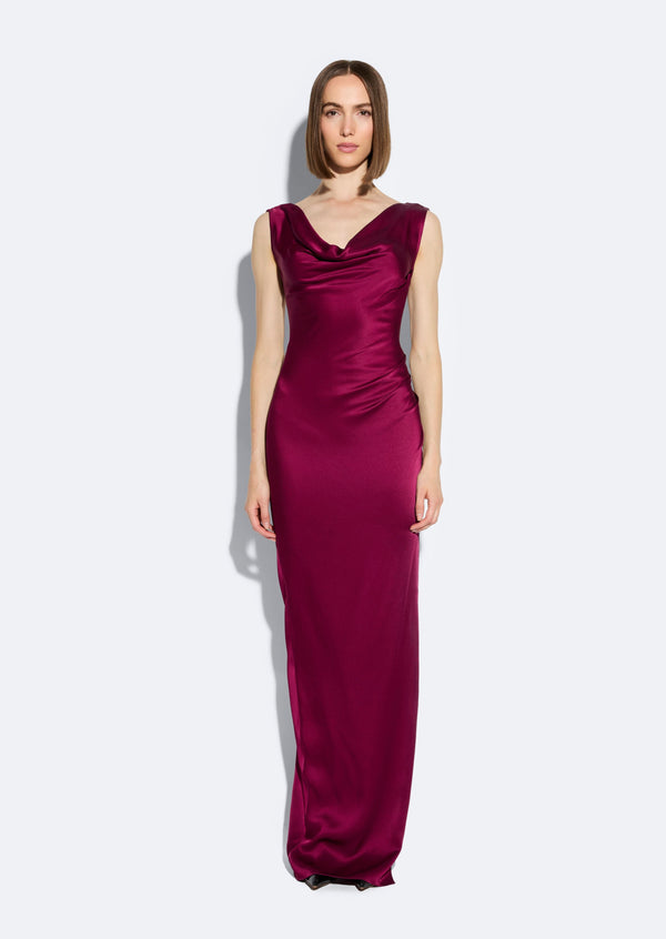 sally lapointe Satin Cowl Neck Gown