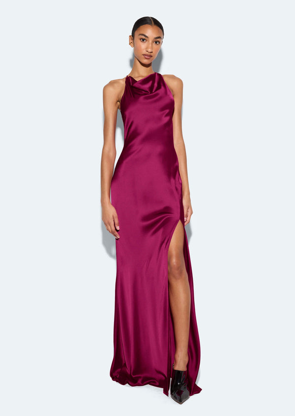 Sally Lapointe Satin Halter Gown