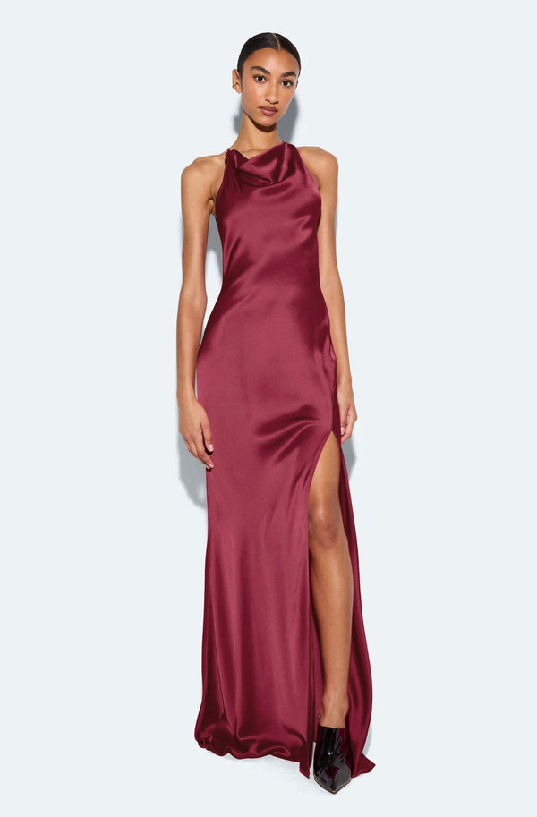 sally lapointe Satin Halter Gown